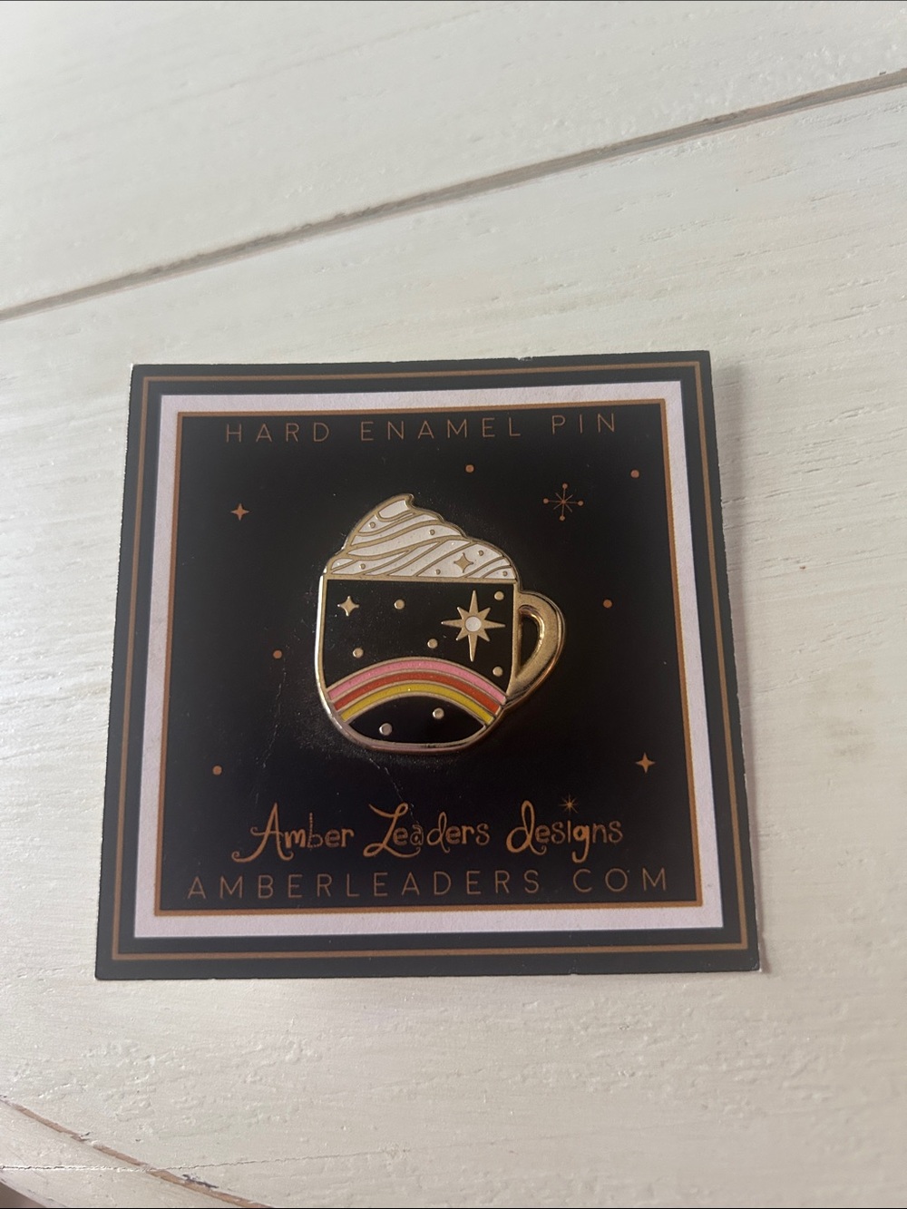 Black & Gold Rainbow Mug Hard Enamel Pin